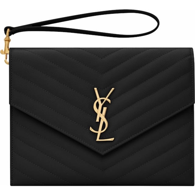 Cassandre Matelasse Flap Pouch In Quilted Embossed Leather Black