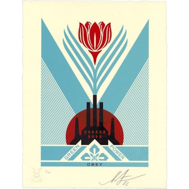 Shepard Fairey Green Power Factory Letterpress Print (Signed, Edition of 450)