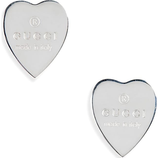 Gucci Trademark Heart Stud Earrings Silver
