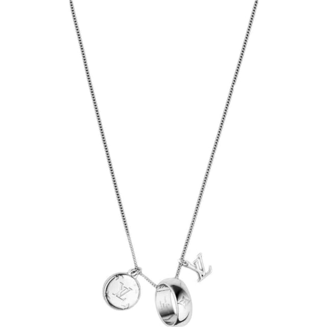 Louis Vuitton Monogram Charms Necklace Silver