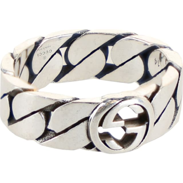 Gucci Interlocking G Chain-Link Ring Silver