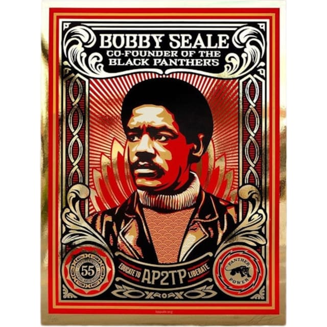 Shepard Fairey Educate to Liberate Gold Foil Print (Signed, Edition of 200)