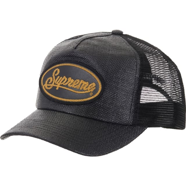Supreme Raffia Mesh Back 5-Panel Hat Black