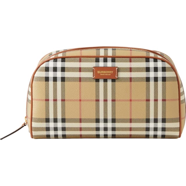 Medium Check Travel Pouch Archive Beige