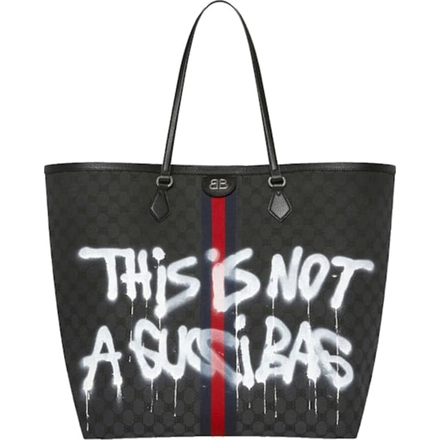 x Balenciaga The Hacker Project Graffiti Large Tote Bag Black