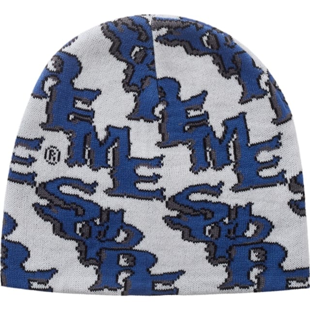 Supreme Slanted Gothic Outline Beanie White/Blue
