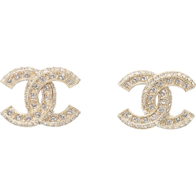 Chanel Metal and Strass Earrings Resin Gold