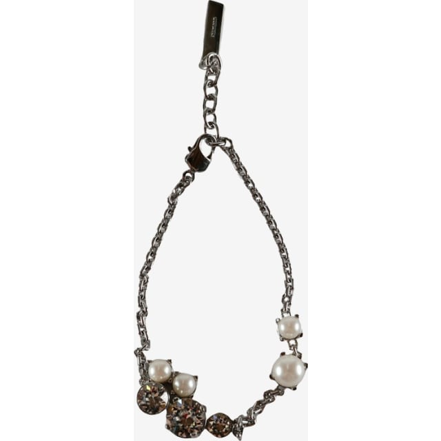 Givenchy Crystal Pearl Mixed Silvery Bracelet Brass