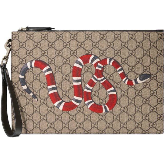 Bestiary Pouch with Kingsnake Beige/Ebony