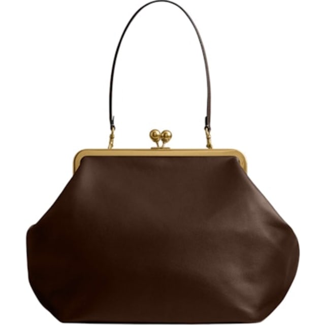 Large Kisslock Frame Bag Brass/Dark Brown