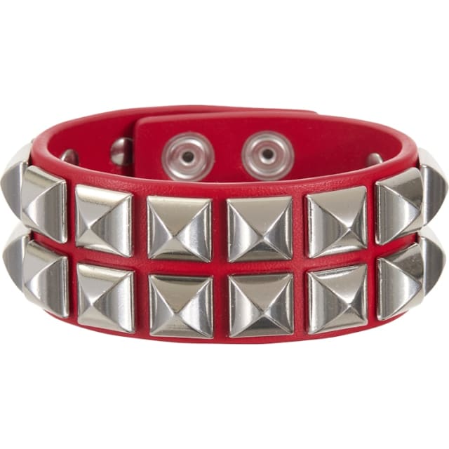Supreme Studded Leather Bracelet Red