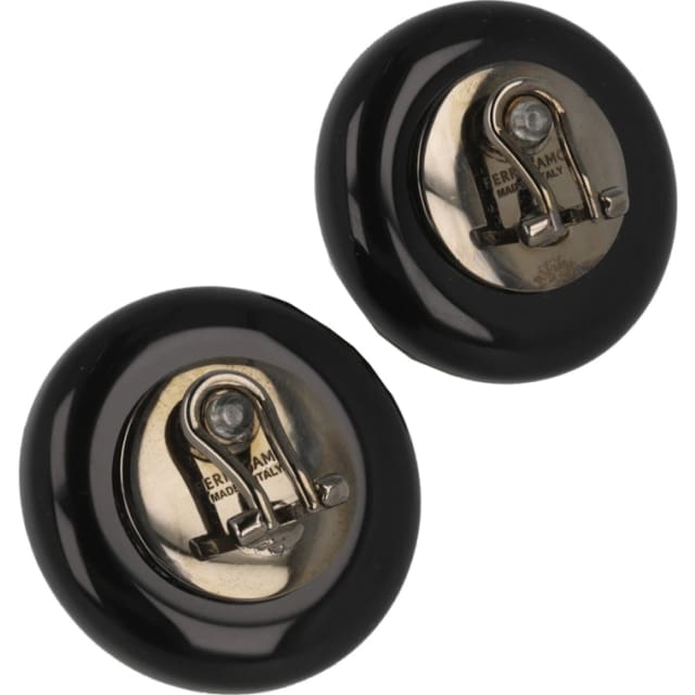Ferragamo Black Ferragamo Large Sculptural Clip on Earrings Black