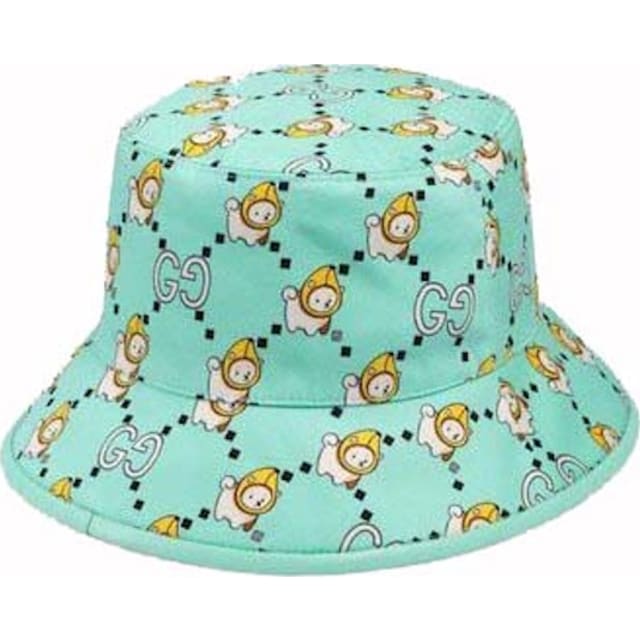 Gucci GG Animal Print Bucket Hat Light Blue