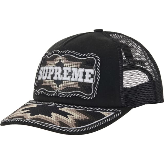 Western Embroidered Mesh Back 5-Panel Black