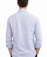 Camisa lino-algodón Nápoles mil rayas celeste - Imagen 3