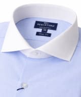 Camisa de vestir Pescatore celeste con cuello y puños blancos - Imagen 2