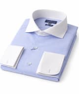 Camisa de vestir Pescatore celeste con cuello y puños blancos - Imagen 3