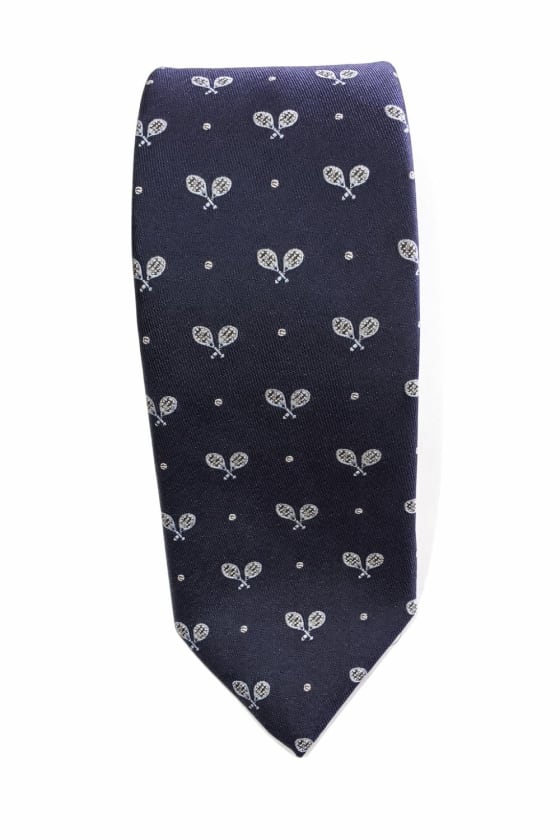 Corbata azul raquetas