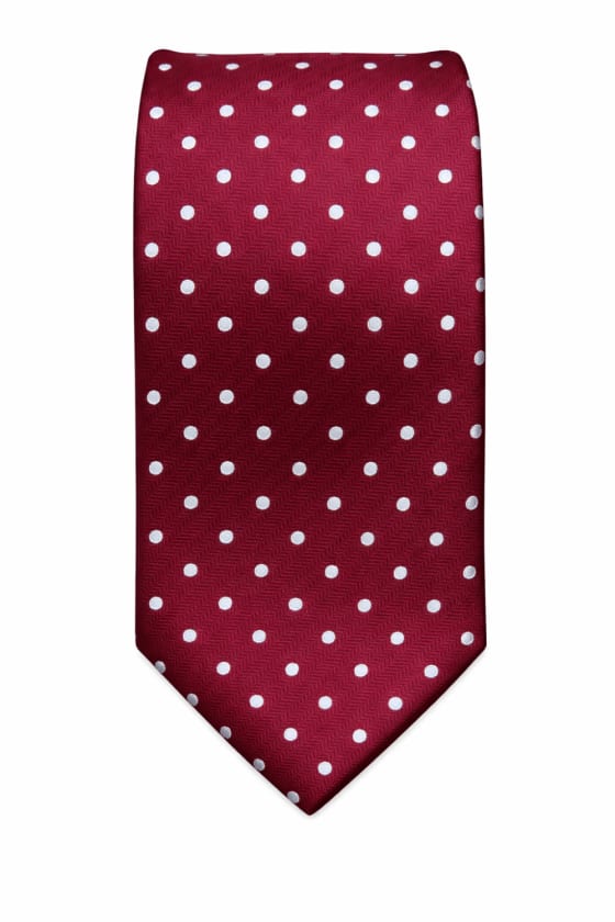 Corbata burdeos topos