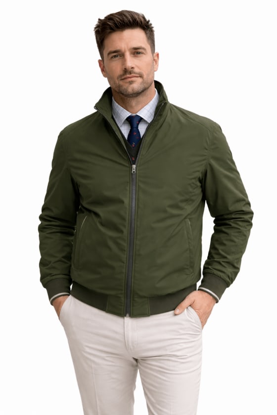 Cazadora reversible verde y beige