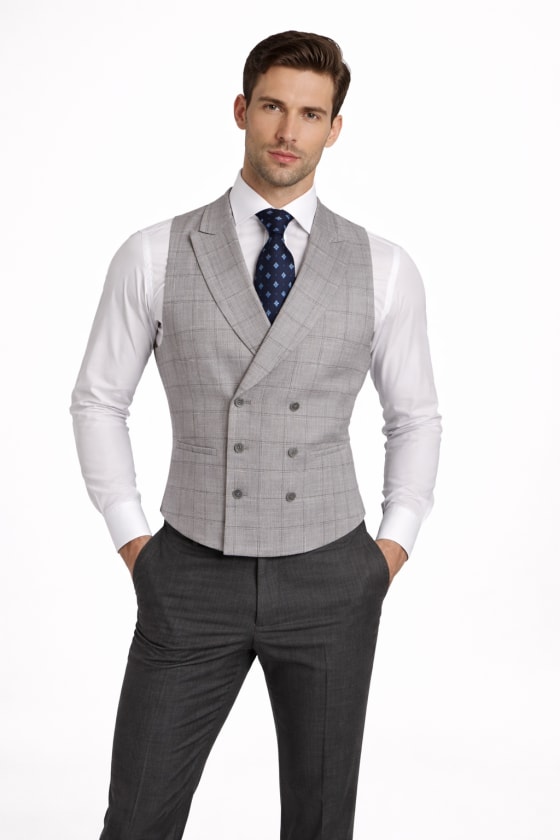 Chaleco cuadros gris