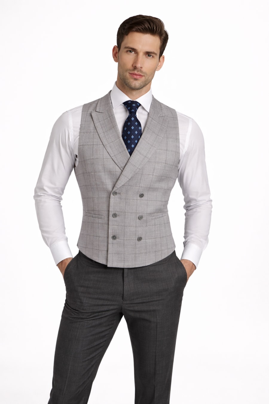 Chaleco cuadros gris