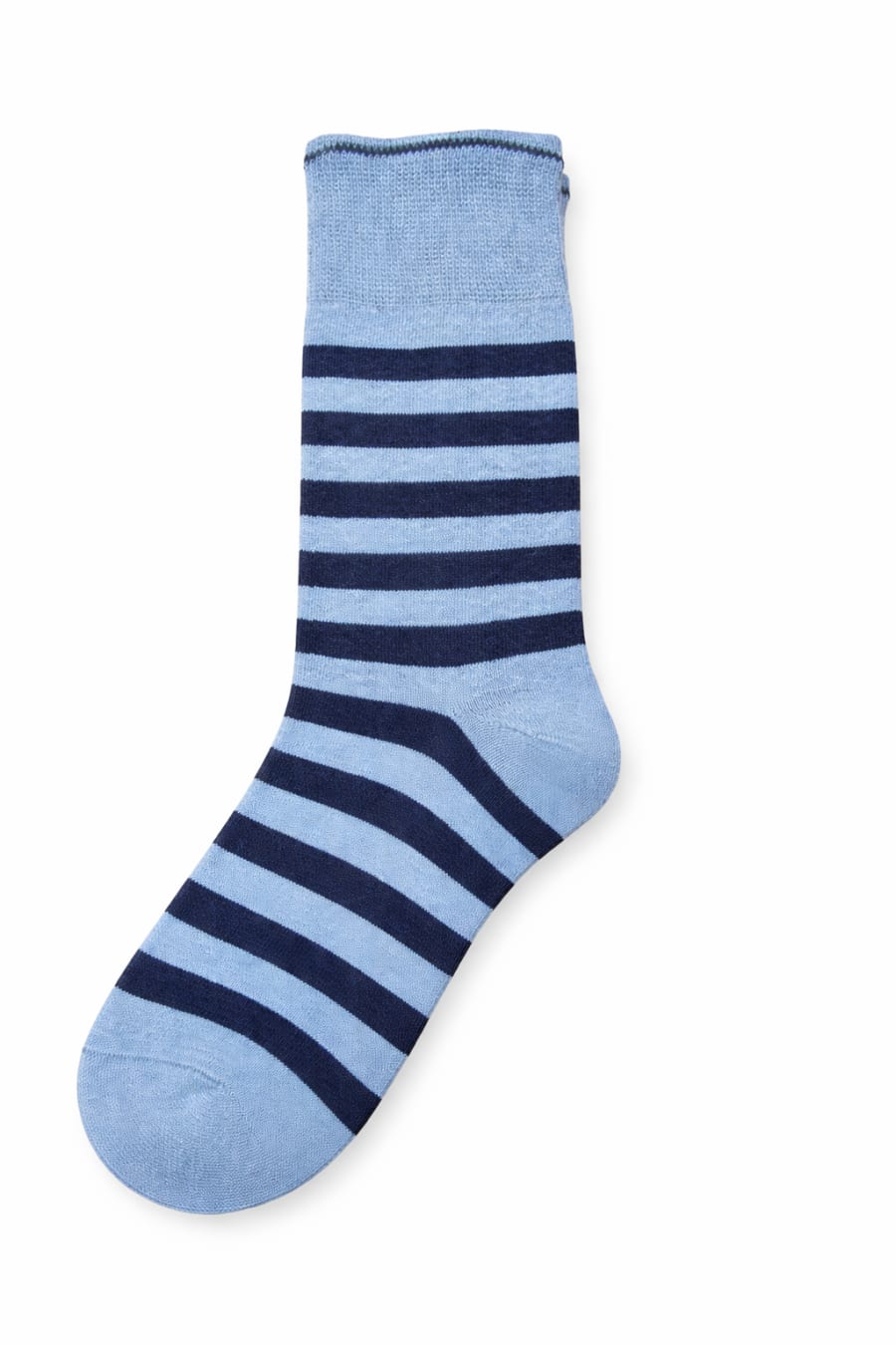 Calcetín celeste rayas azules