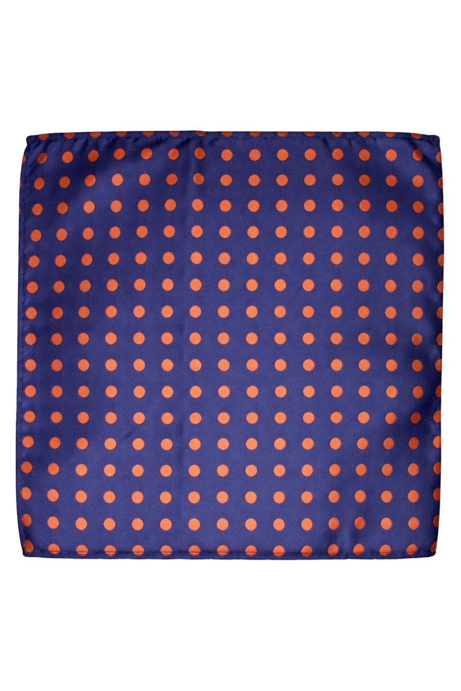 Pañuelo de bolsillo azul con lunar naranja