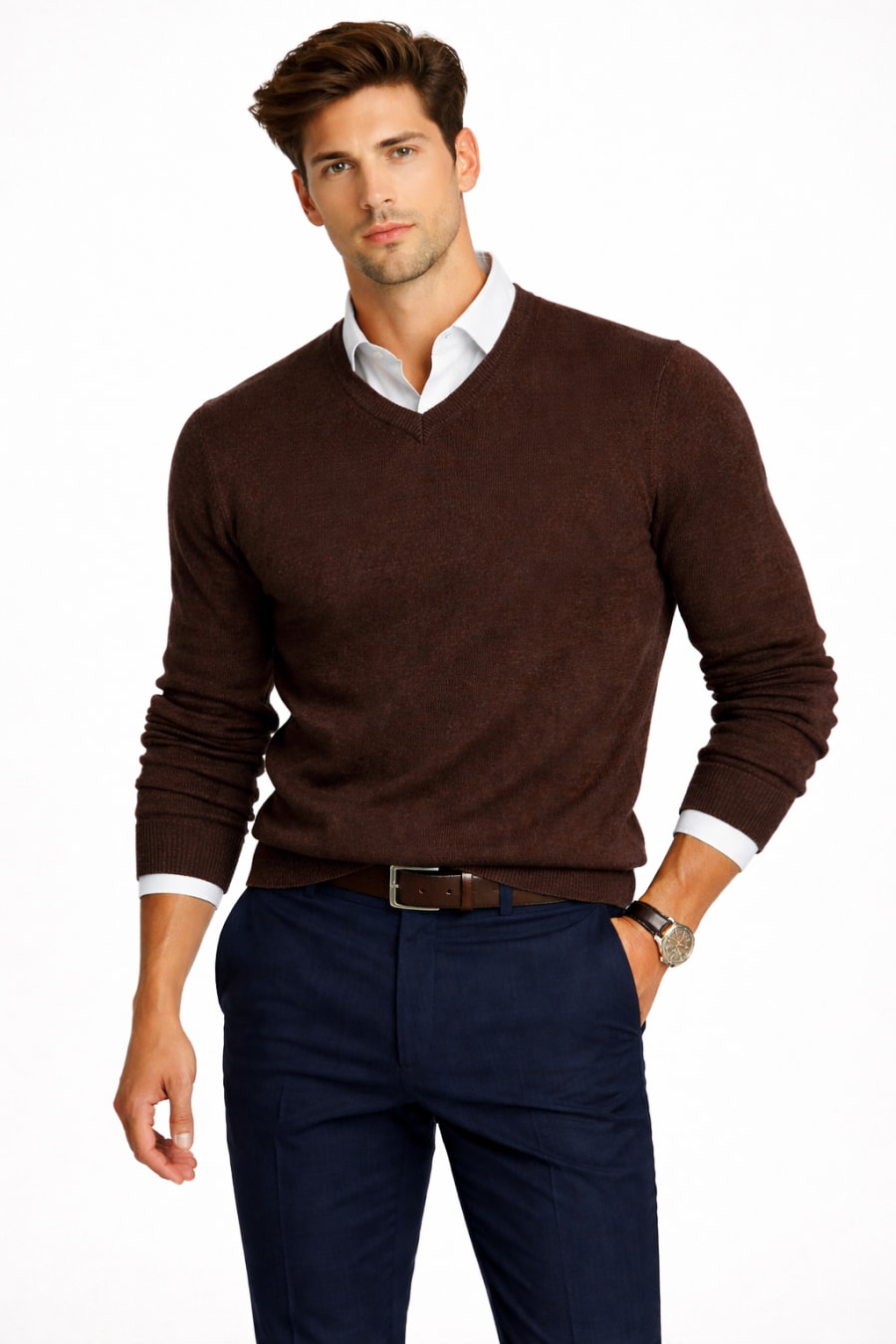 Jersey de pico Hoisery marrón chocolate