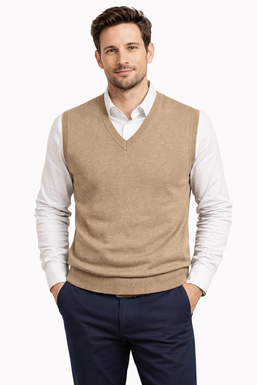 Jersey de pico sin mangas Lupi camel