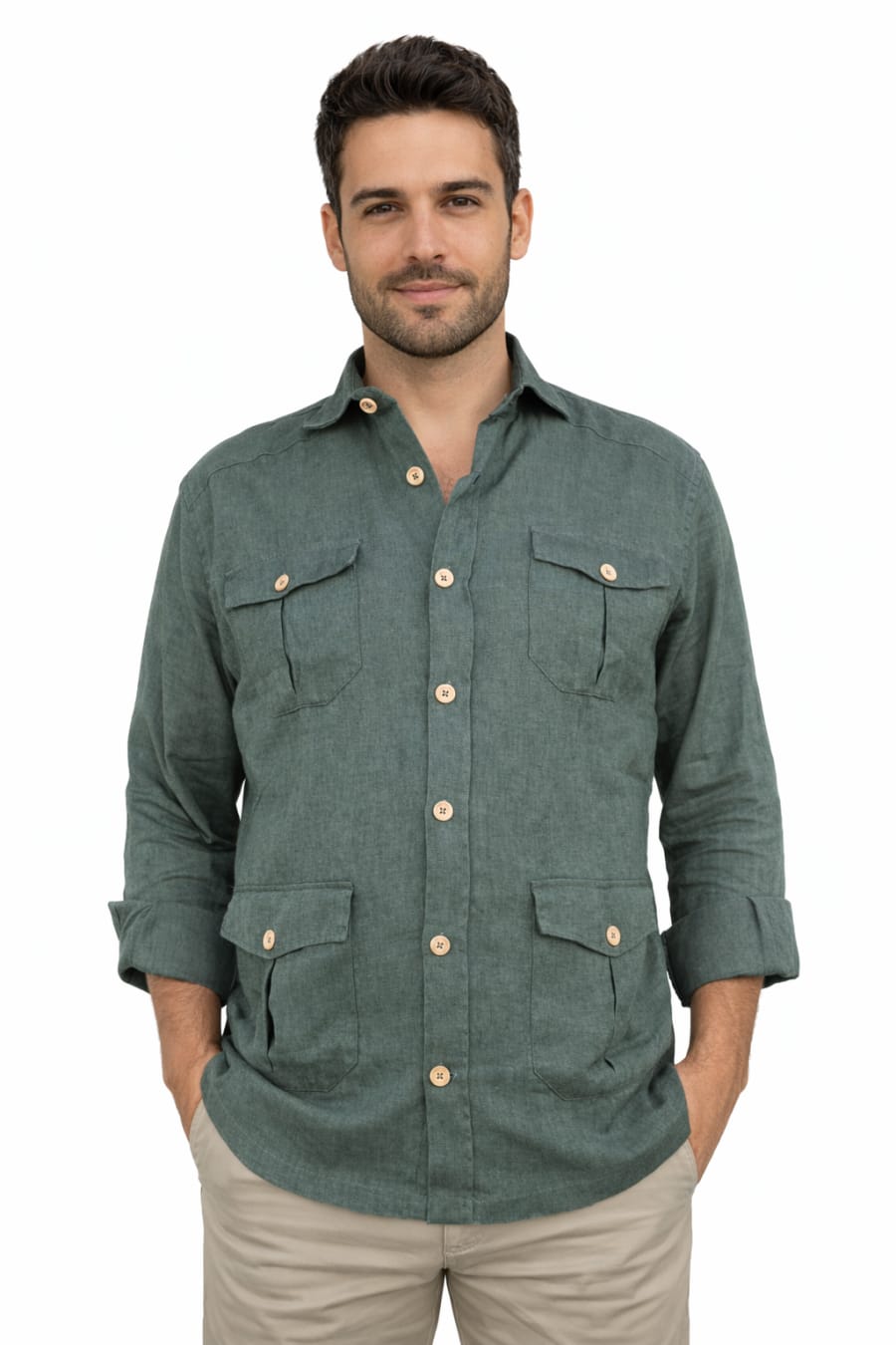 Sahariana lino verde cacería