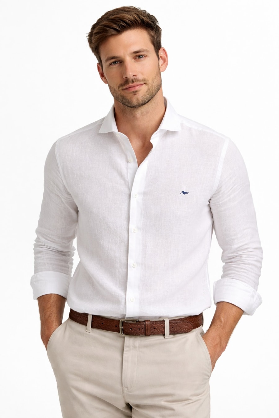 Camisa taglio de lino blanco