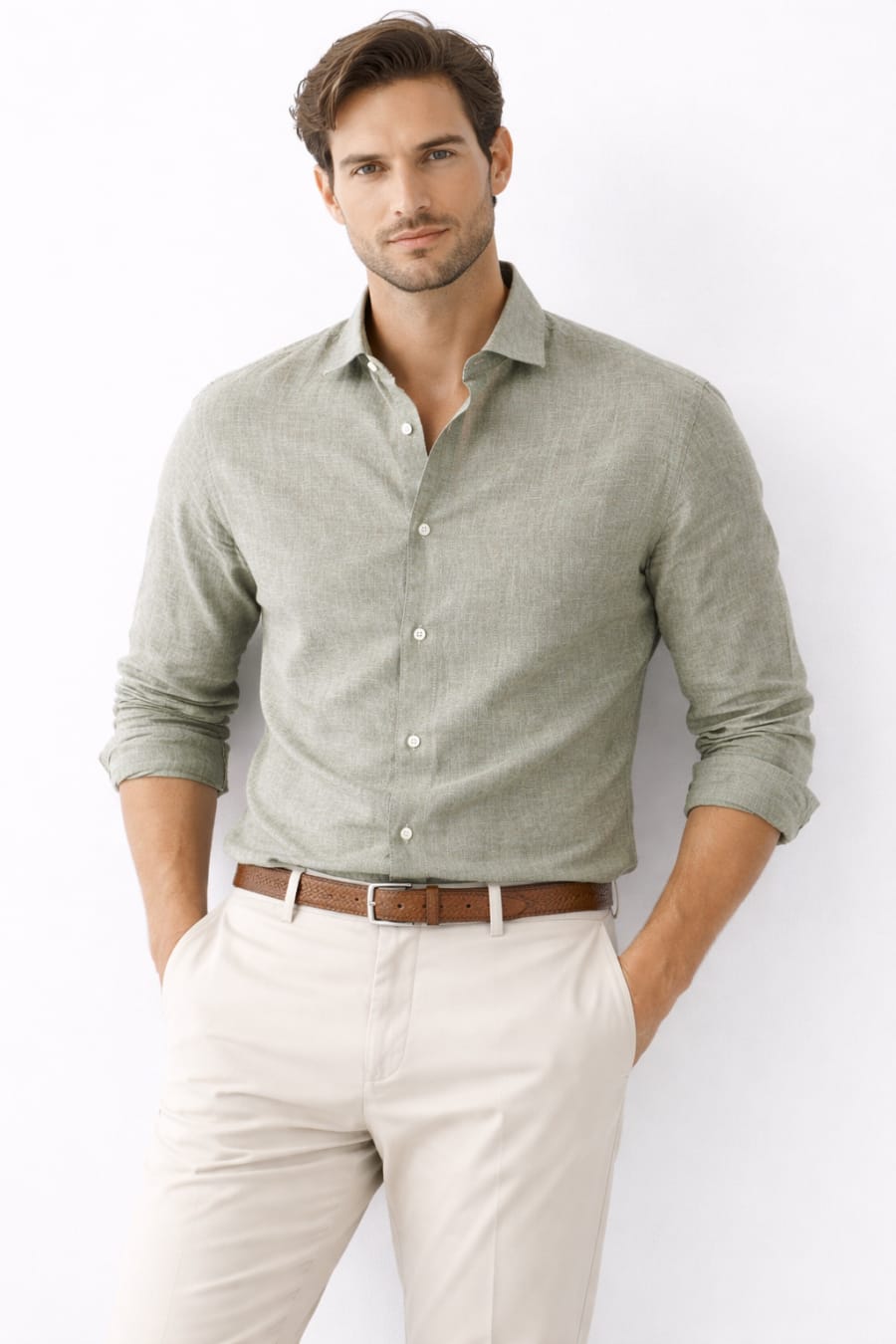 Camisa Lupi lino-algodón verde