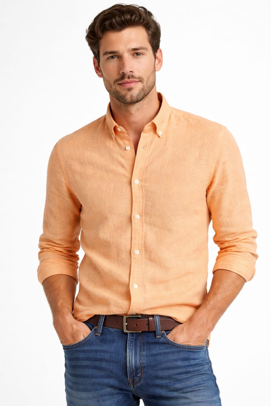 Camisa P-Club lino naranja