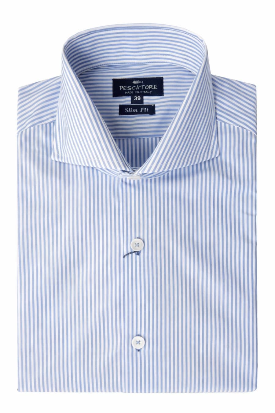 Camisa de vestir Pescatore raya celeste y blanca