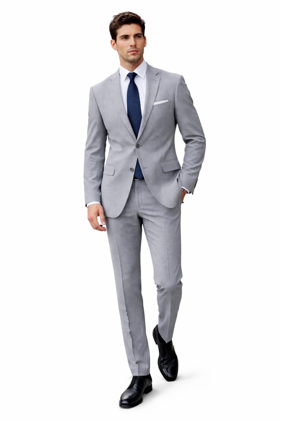 Traje Tem Formula drop 4 ojito de perdiz gris perla