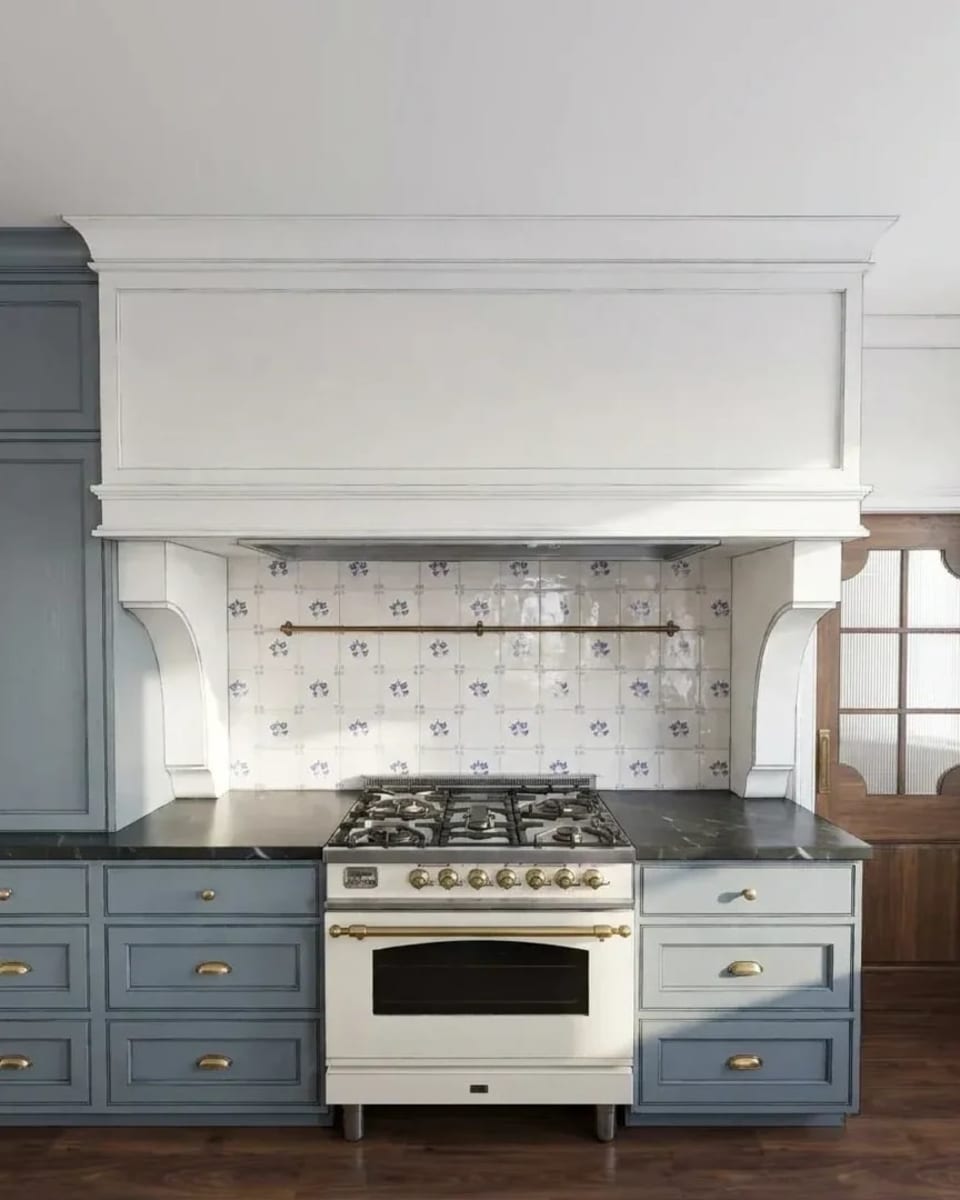 Rendering of the Gorobtchouk kitchen range wall in blue