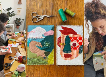 יצירת תמונת בד :  בטכניקת קווילט וטלאים