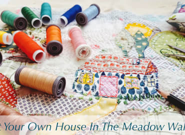 ציור בבדים תפירה וריקמה- בית קטן בערבה