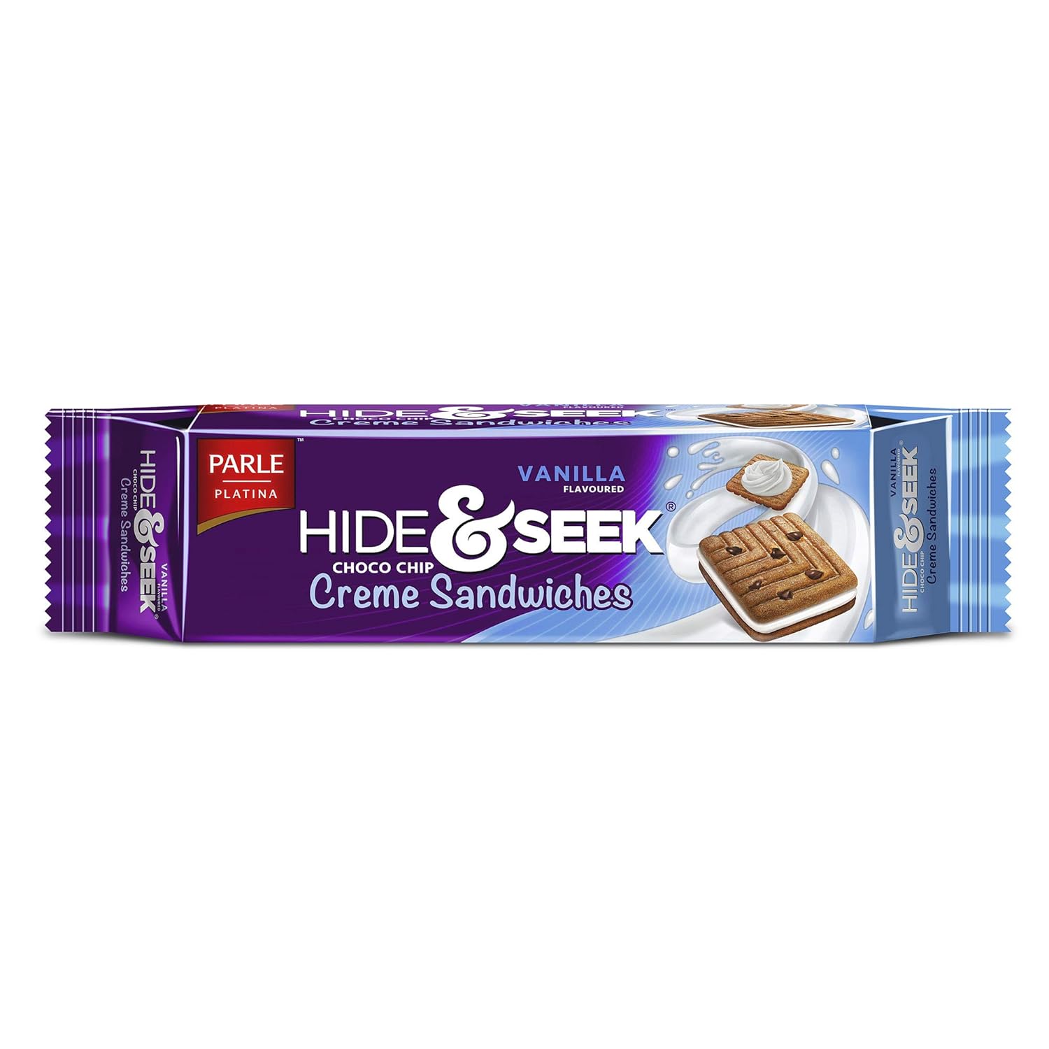 Parle Platina Hide & Seek Vanilla Flavoured Choco Chip Sandwich Biscuits, 100 g (Get 25 g Extra)