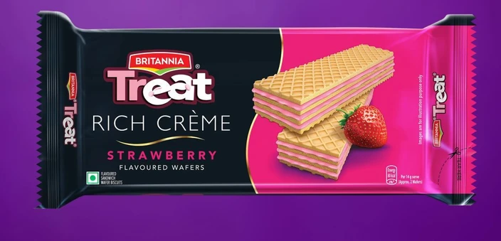 Britannia Treat Crème Wafers Strawberry Buy 1 Get 1 55g