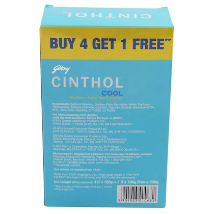 Cinthol Cool Soap, 100g (Pack of 5) | with Icy-cool Menthol | Soaps For Bath | Grade 1 Soap | For All Skin Types - extra image