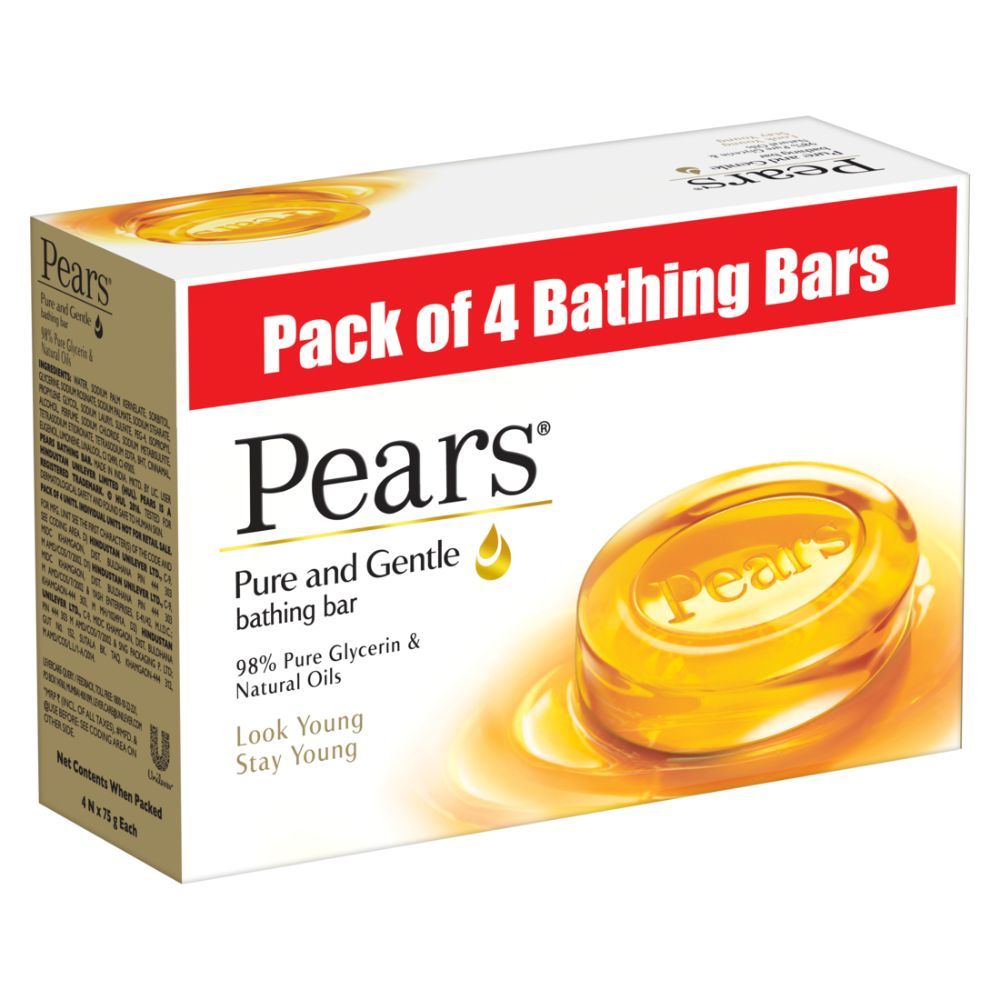 Pears Pure And Gentle -300g (Pack of 4 Bathing Bars )