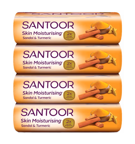 Santoor Sandal & Turmeric Soap for Total Skin Care, 41g (Pack of 4)