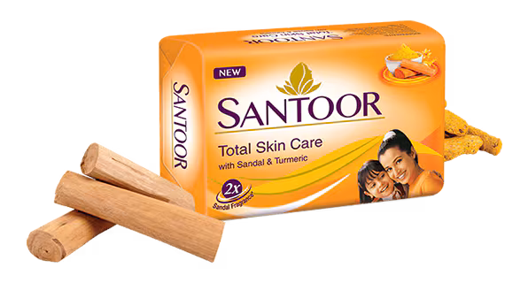 Santoor Sandal & Turmeric Soap for Total Skin Care,68g