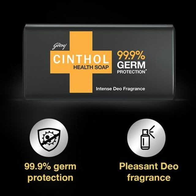 Cinthol Health+ Soap, 100g - 99.9% Germ Protection | Insta Deo Fragrance | Soaps For Bath | Grade 1 Soap | For All Skin Types - extra image