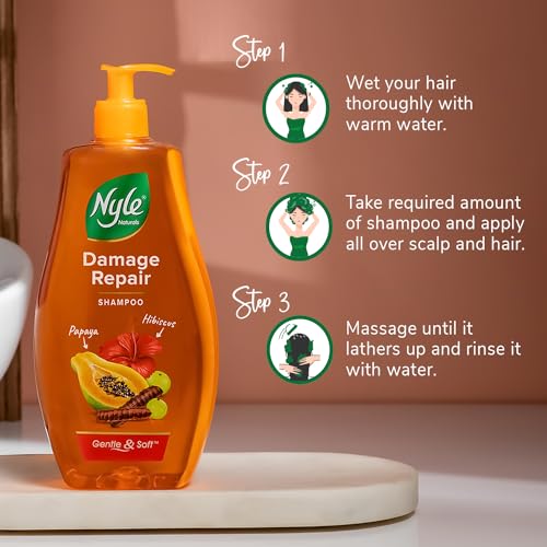 Nyle Naturals Damage Repair Shampoo, With Papaya, Hibiscus And Shikakai,gental & Soft, 180 - extra image