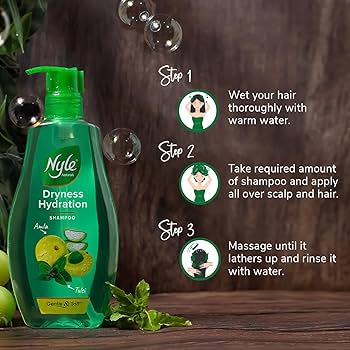 Nyle Naturals Dryness Hydration Shampoo, with Tulsi, Amla and Aloe Vera, Gentle & Soft Shampoo, pH Balanced and Paraben Free, 180ml - extra image