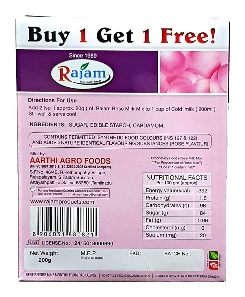 Rajam Rose Drink Mix - 200g Buy 1 Get 1 Free - extra image