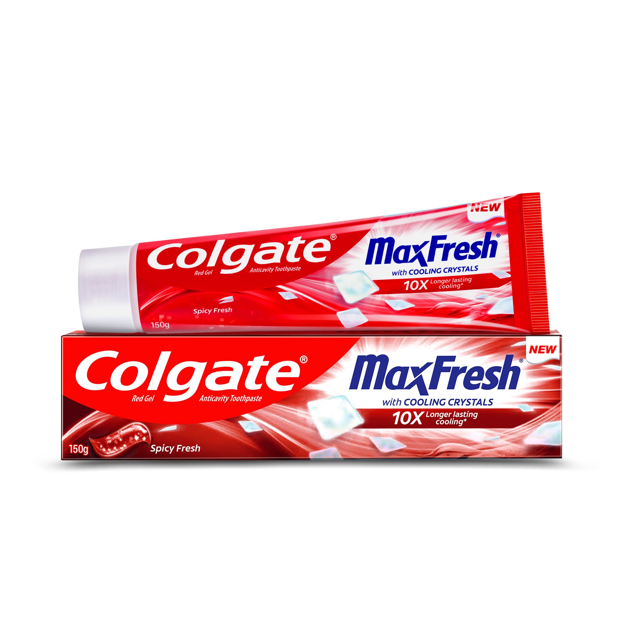 Colgate MaxFresh Bad Breath Treatment Toothpaste, Red Gel Paste with Menthol for Super Fresh Breath, 150g (Spicy Fresh)